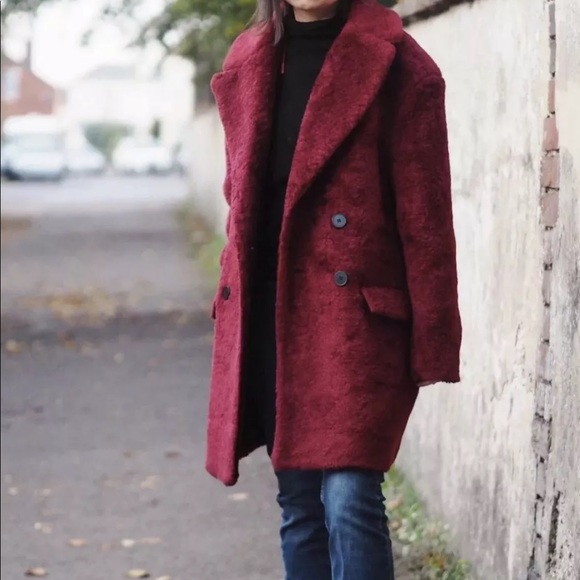 ❤️ SOLD OUT ❤️ ZARA BURGUNDY TEXTURED COAT - Picture 3 of 9
